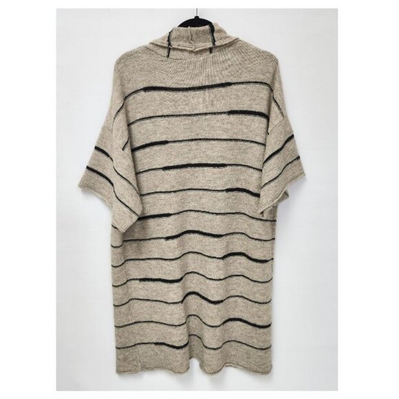 Peruzzi Women's Sandy Brown & Black Striped Short Sleeved Knit Cardigan Size 16 - Picture 2 of 5